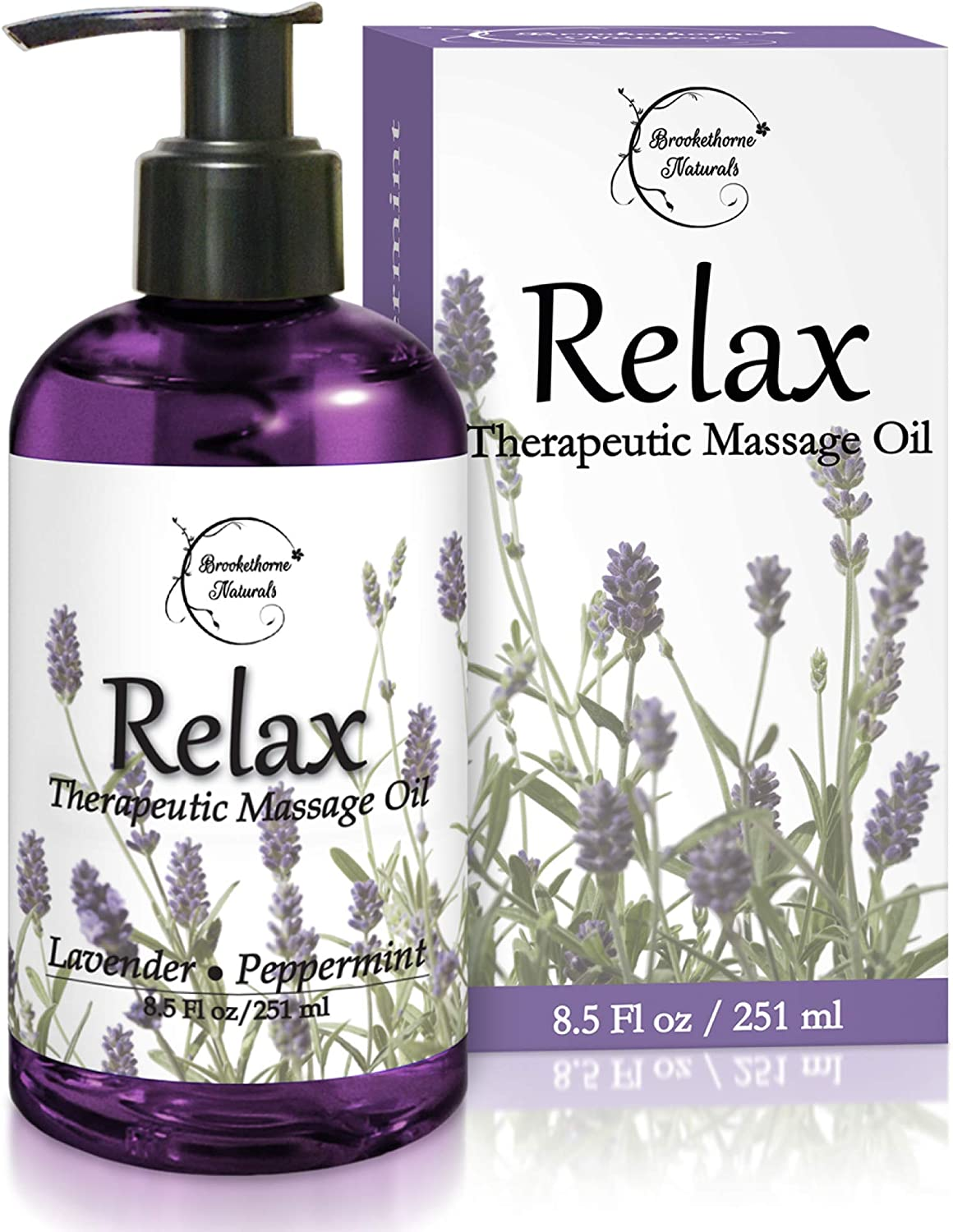Aceite de masaje corporal terapéutico Relajante, lavanda, menta y mejorana 8 oz