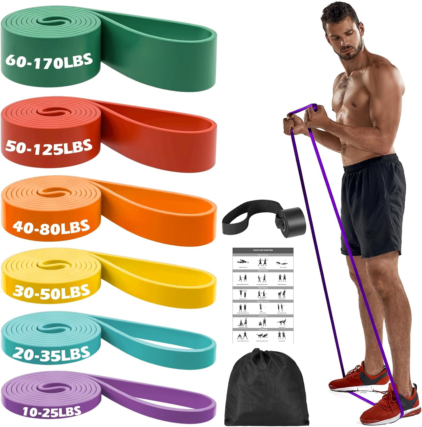 Resistance Bands Set with Door Anchor for Workout Training and Therapy Use New