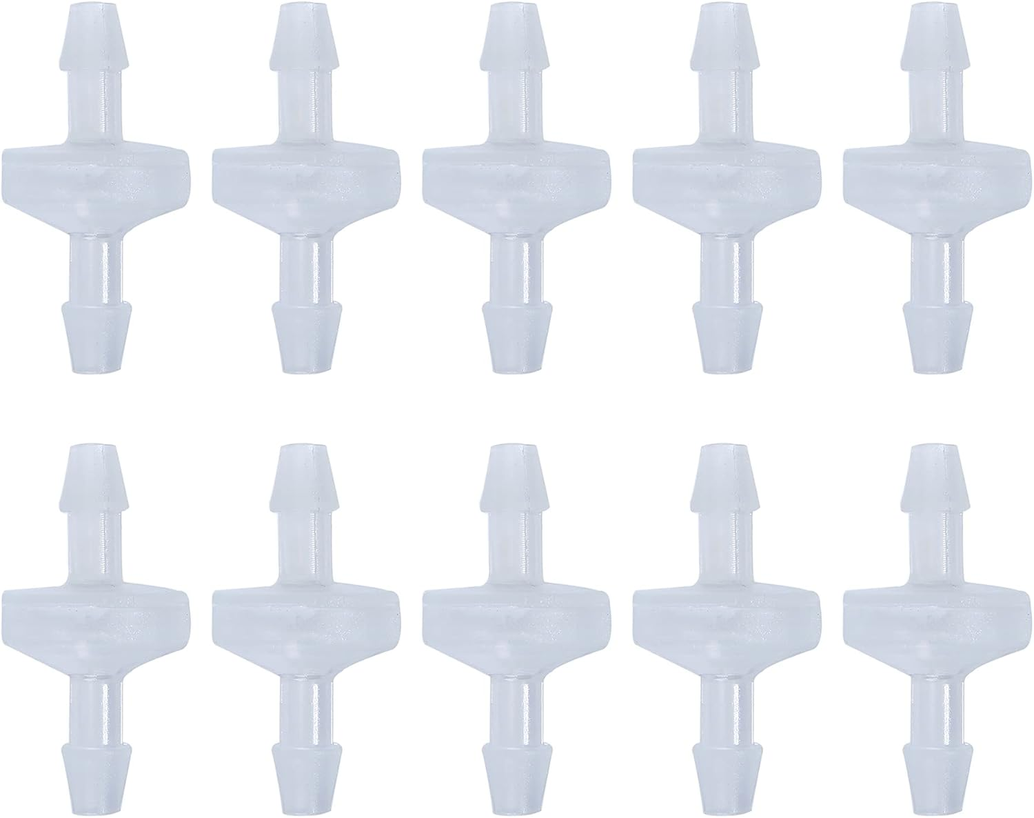 10 Pack 1/4 In Plastic Check Valve One Way Barb Hose Inline Non Return for Fuel, Oil, Water, Air (1/4 Inch)