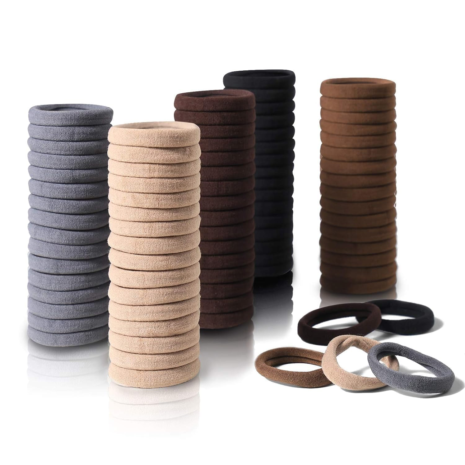100 PCS Thick Brown Seamless Hair Ties