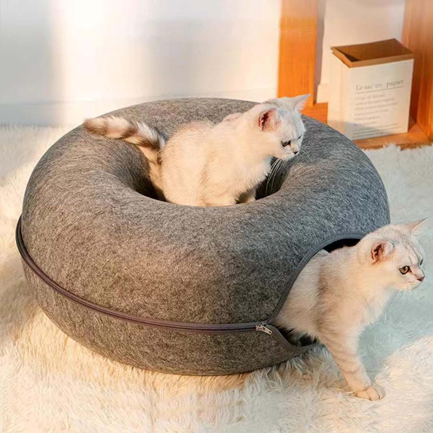 Bininl Cat Tunnel - Peekaboo Cave Bed for Indoor Pets, Donut-Shaped House Wit... - Picture 9 of 17