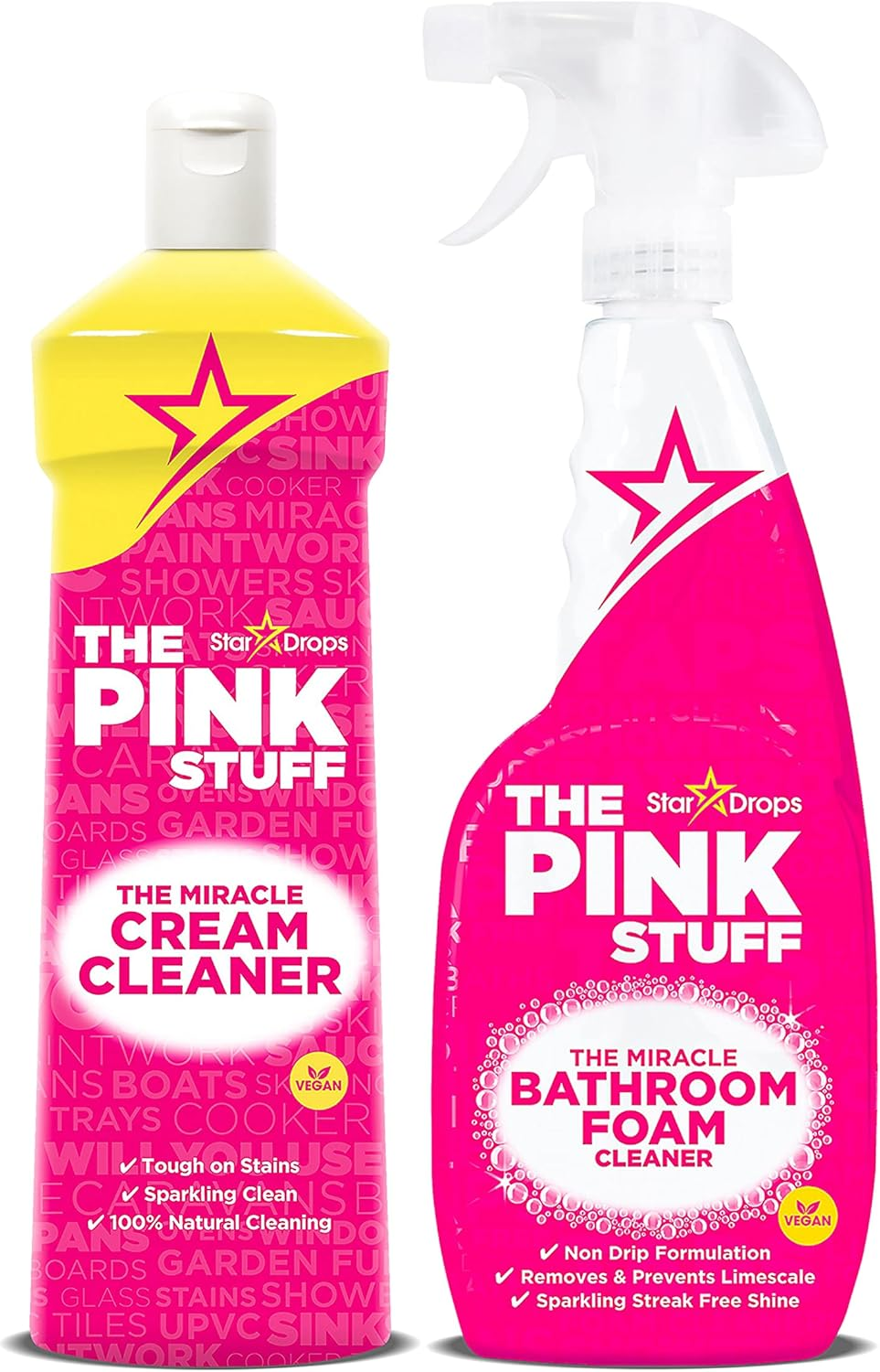 - the Pink Stuff -Bathroom Foam Cleaner and Cream Cleaner Bundle (1 Bathroom Foam Spray, 1 Cream Cleaner)