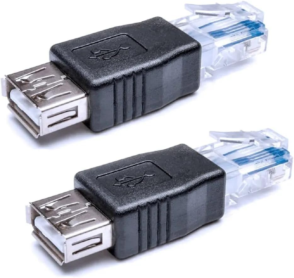 2 Pack Ethernet to USB Adapter, RJ45 Ethernet Male to USB Female Converter, USB to RJ45 Connector for ADSL Modem, Router, Camera with Network Function