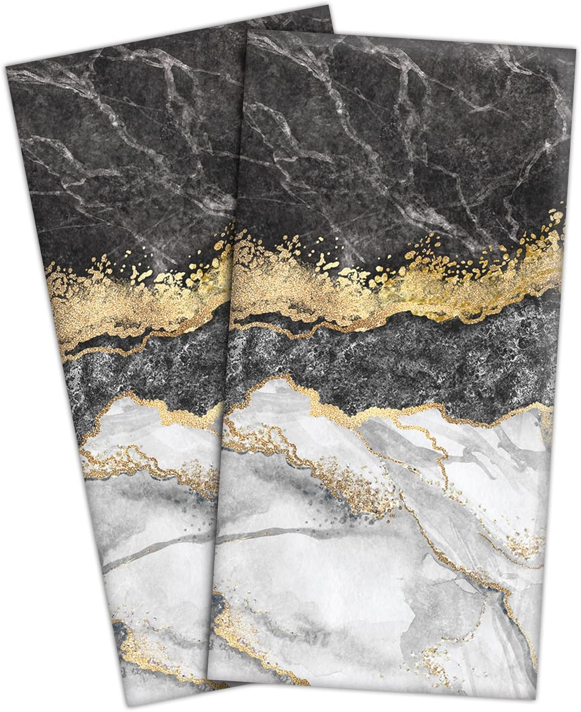 Black Gold Marble Hand Towels for Bathroom Decorative Bath Towels Soft Absorbent Kitchen Hand Towels Modern Abstract Bathroom Hand Towels for Home Kitchen Bathroom Decor (Black and Gold)