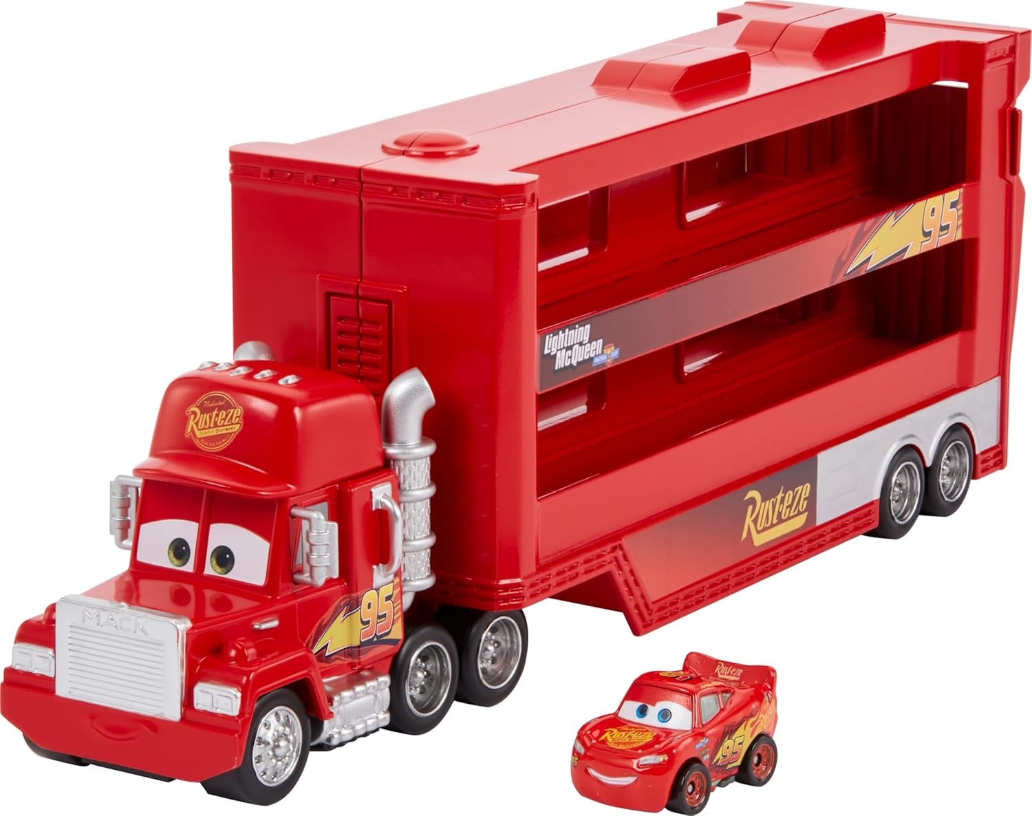 Mattel Disney Pixar Cars Mini Mack Racers Hauler & 1 Toy Car