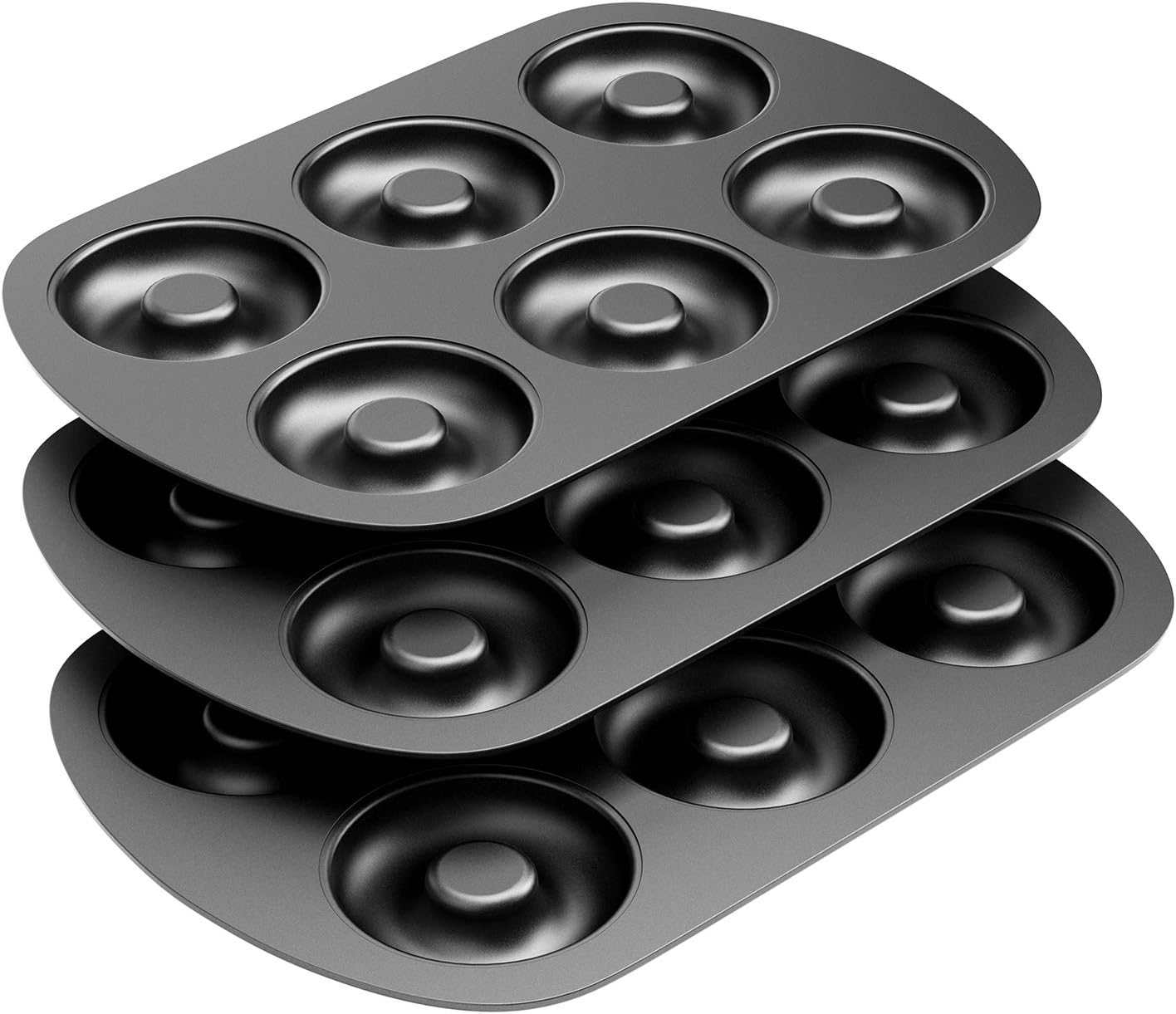 Non-Stick 6-Cavity Donut Baking Pans, Makes Individual Full-Sized 3 1/4