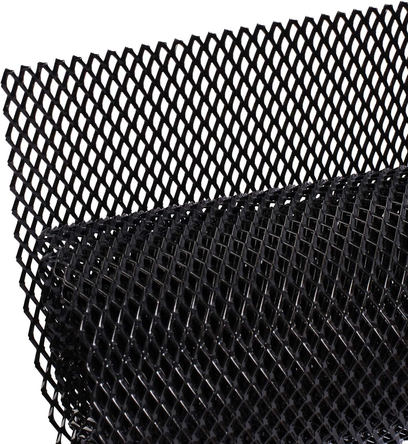 Universal 40 inchx13 inch Car Grill Mesh - Aluminum Alloy Automotive Grille Insert Bumper 6x12mm Rhombic Hole, One of the Most Multifunctional Shape Grids 100x33cm Black