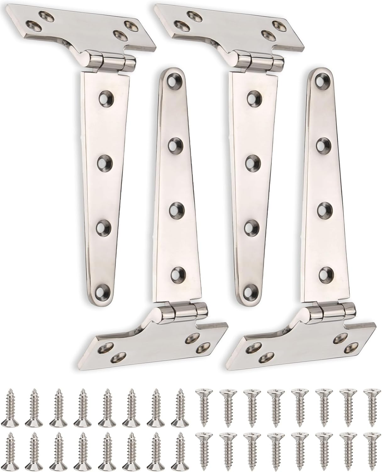 316 Stainless Steel 8 in X 4 in T Hinges, Marine Grade Heavy Duty Hinges with Screws for Hatch, Yacht, Gate, Door, Fence, Barn, Cabinets, Windows (4 Pack)
