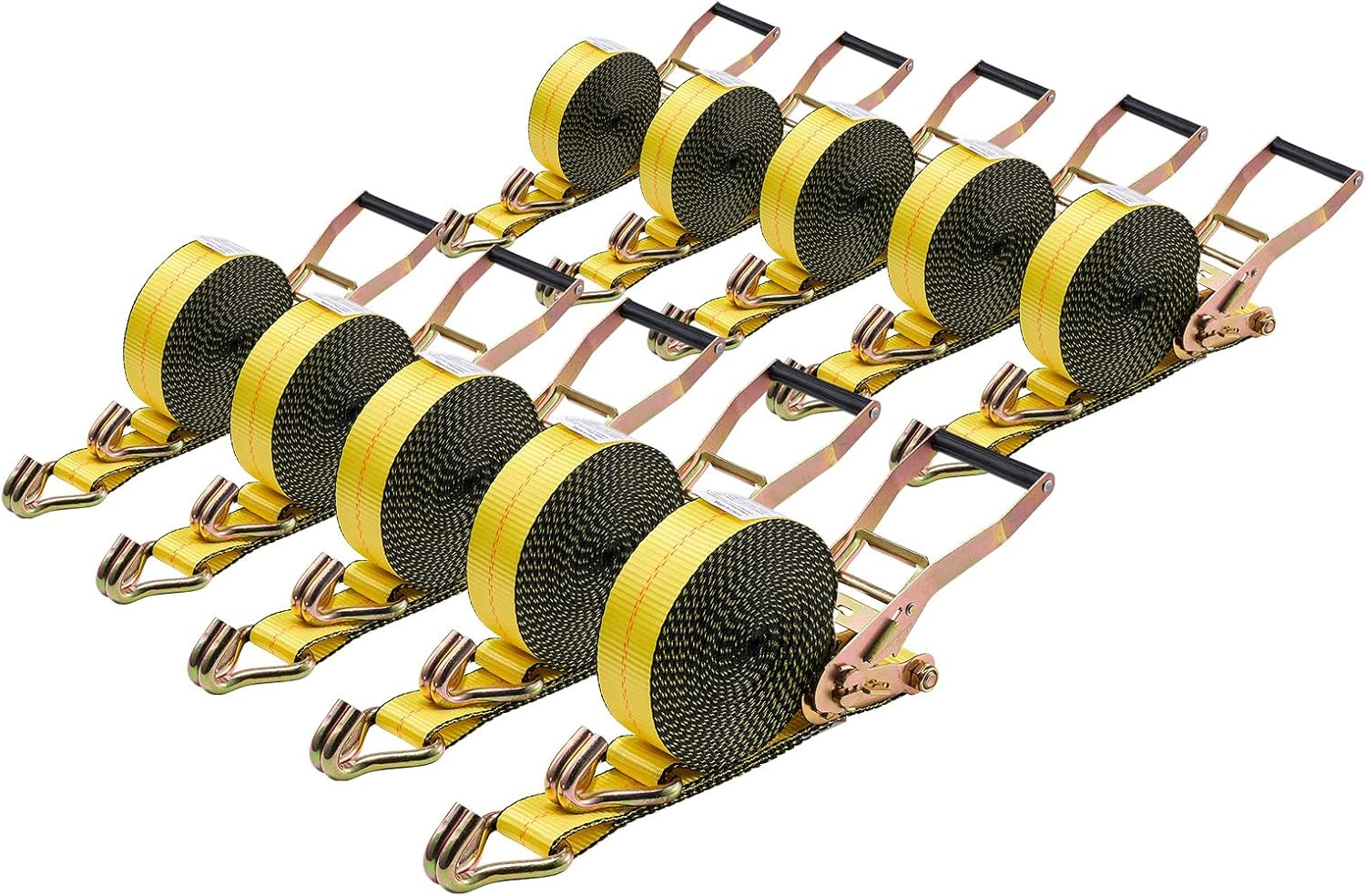 Ratchet Straps, 2 in X 30 Ft, Heavy Duty Tie down Straps with Double J Hook, 10,000 Lbs Break Strength, Tie down Ratcheting for Moving, Trailers, Motorcycles, Kayaks, Car Roof, 10 Pack