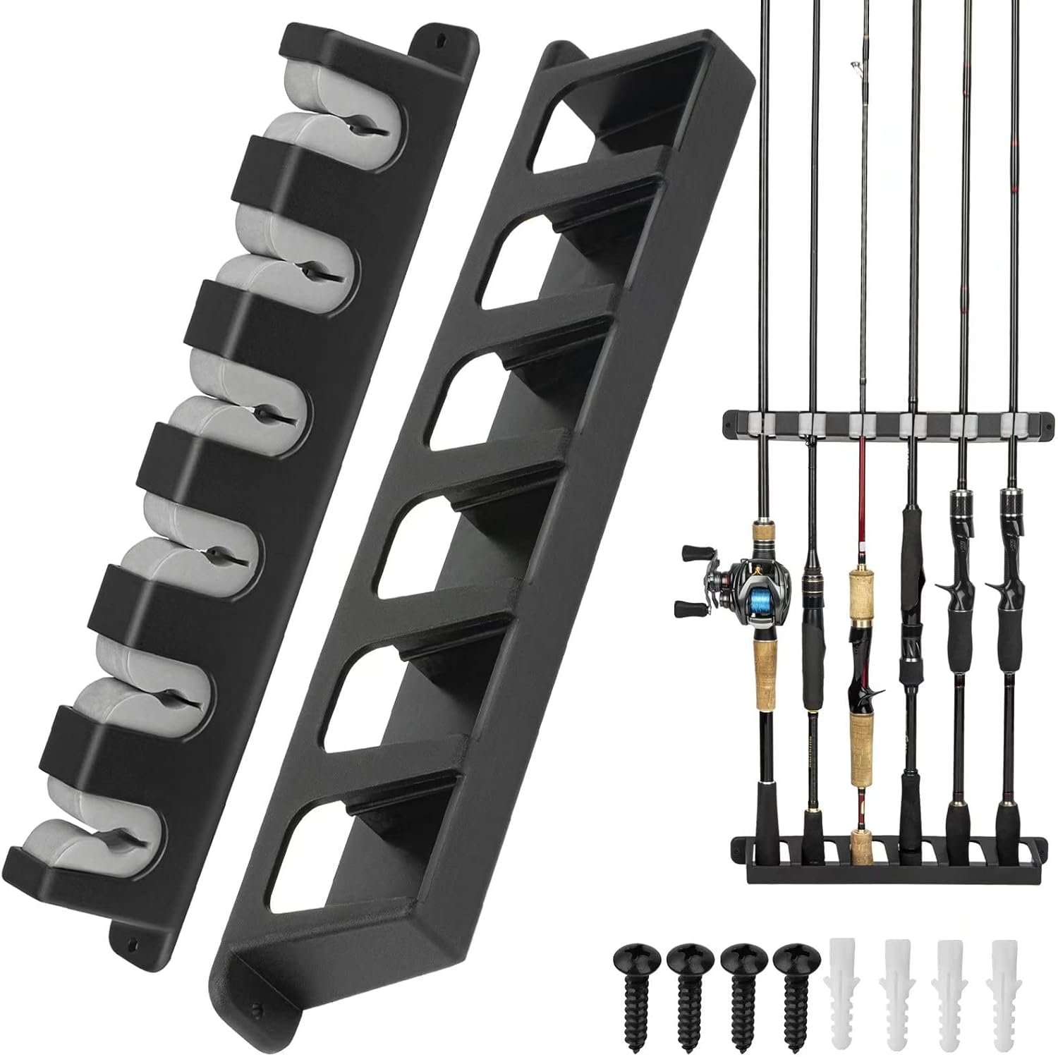 Fishing Rod Holders Fishing Rod Rack Wall Mount Vertical Fishing Pole Holders for Garage Room, Boats Store 6 Fishing Rod Combos,1pair