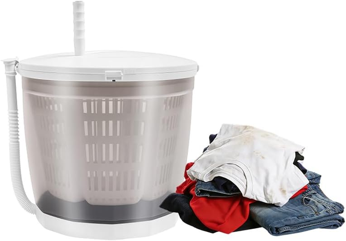 Hand Crank Washing Machine, 13.8 * 12.6In 2 in 1 Non-Electric Washer Outdoor Washer Spin Dryer Portable Hand Cranked Washing Machine Manual Clothes Spin Dryer for Rvs Camping Apartments Dorms