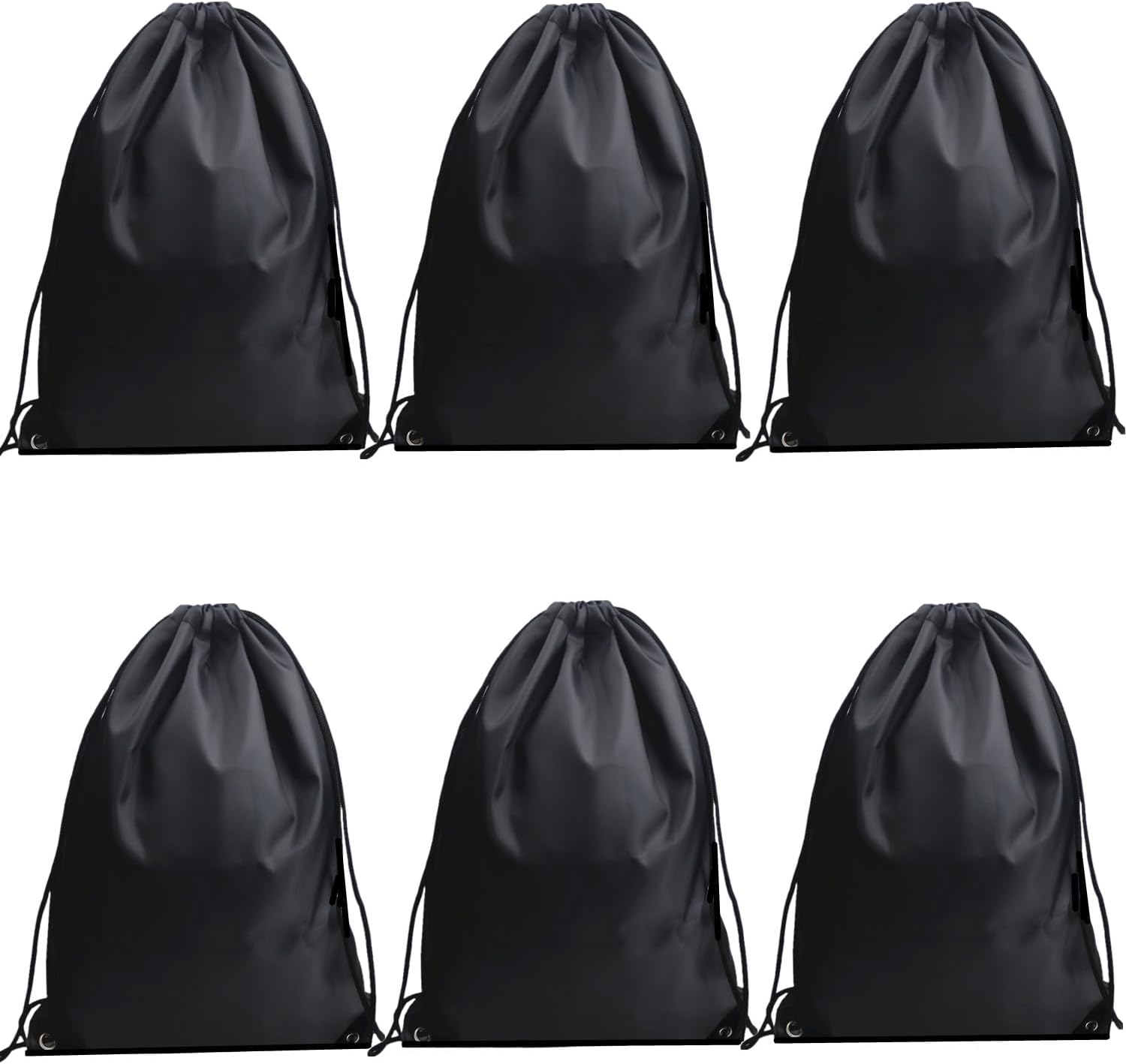 6 PCS Black Drawstring Backpack, Gym Drawstring Bags, Draw String Bag, Cinch Bags Drawstring Sackpack, Sports Backpack Storage Bags for Men and Women Sports Gym Trip Yoga Swim