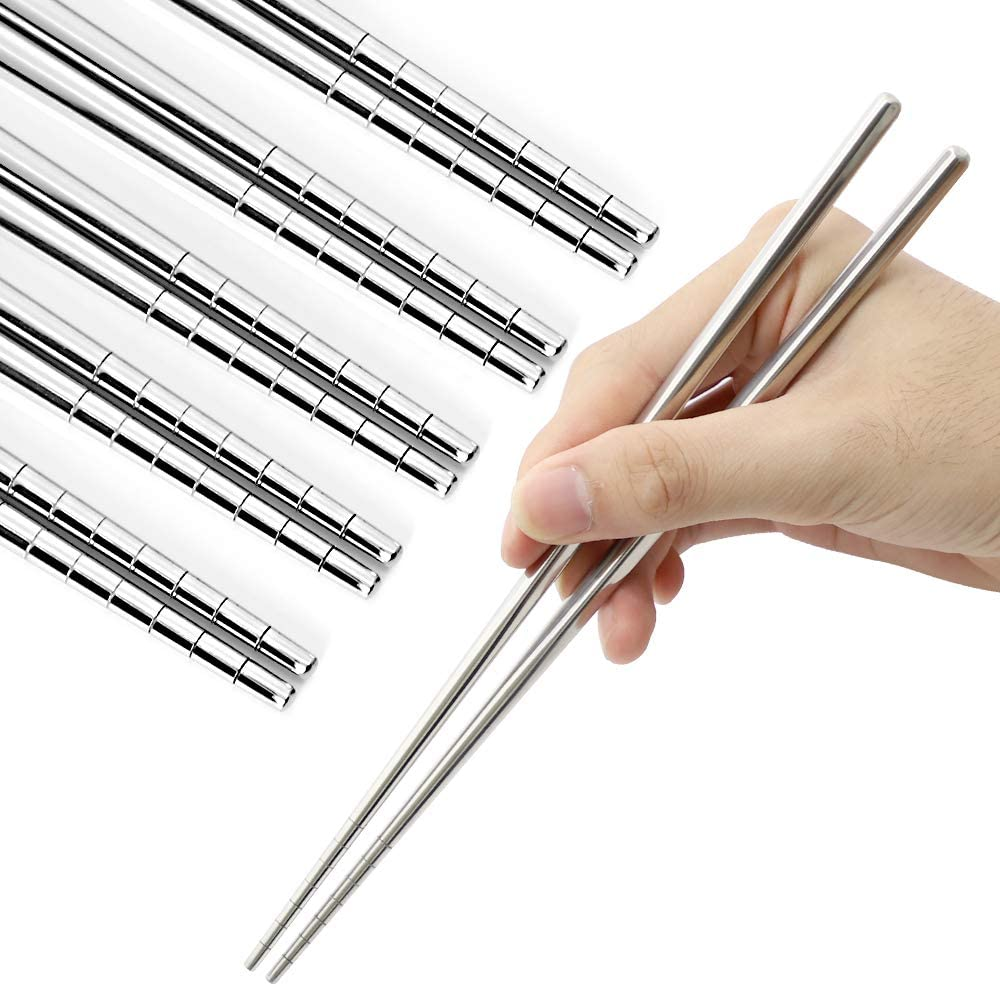 Palillos chinos set de acero inox coreanos japoneses chopsticks 5pcs reusable