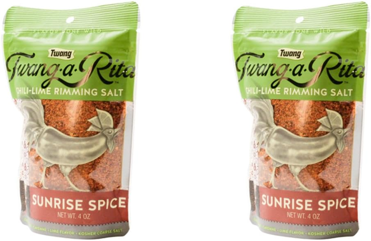 Twang-A-Rita Rimming Salt Varieties - 4 Ounce Pouch - (2 Pack) (Sunrise Spice (Bloody Mary))