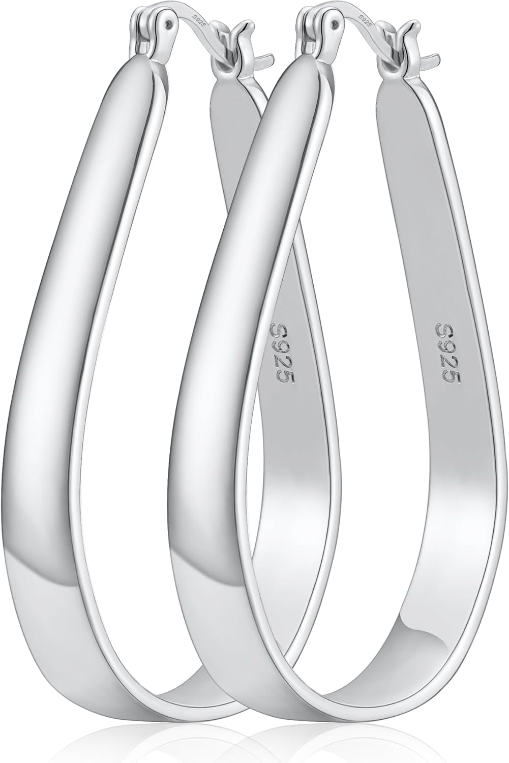 925 Sterling Silver Hoop Earrings Gifts for Women Large Oval Big Hoop Earrings