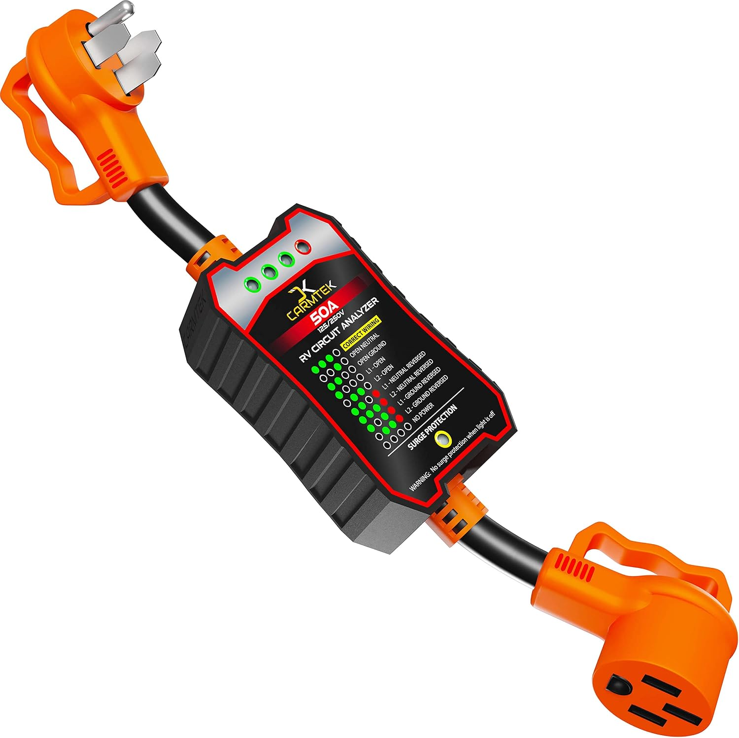 RV Surge Protector 50 Amp - RV Circuit Analyzer with Integrated Surge Protection - Smart 50 Amp Surge Voltage Defender with Grip Handles