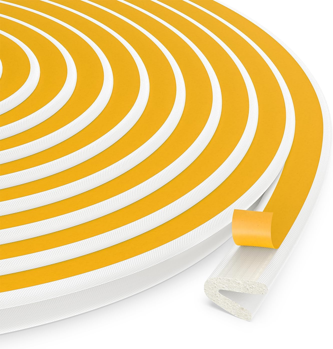 Fowong Weather Stripping Door Seal, White Door Weather Stripping V Shape Door Seals for Door Frame,1/2 Inch Wide X 19 Feet Long, Self-Adhesive Door Insulation Soundproofing Window Gap Sealing Strip