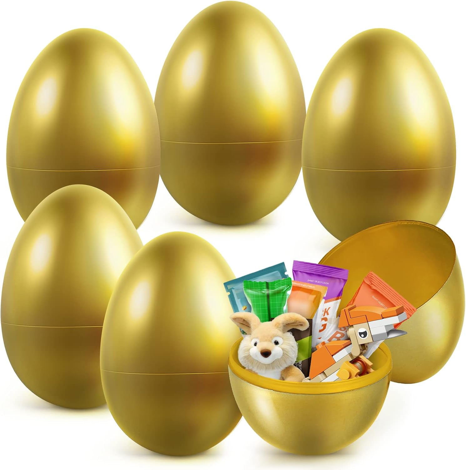 6 PCS Large Golden Easter Eggs, 6