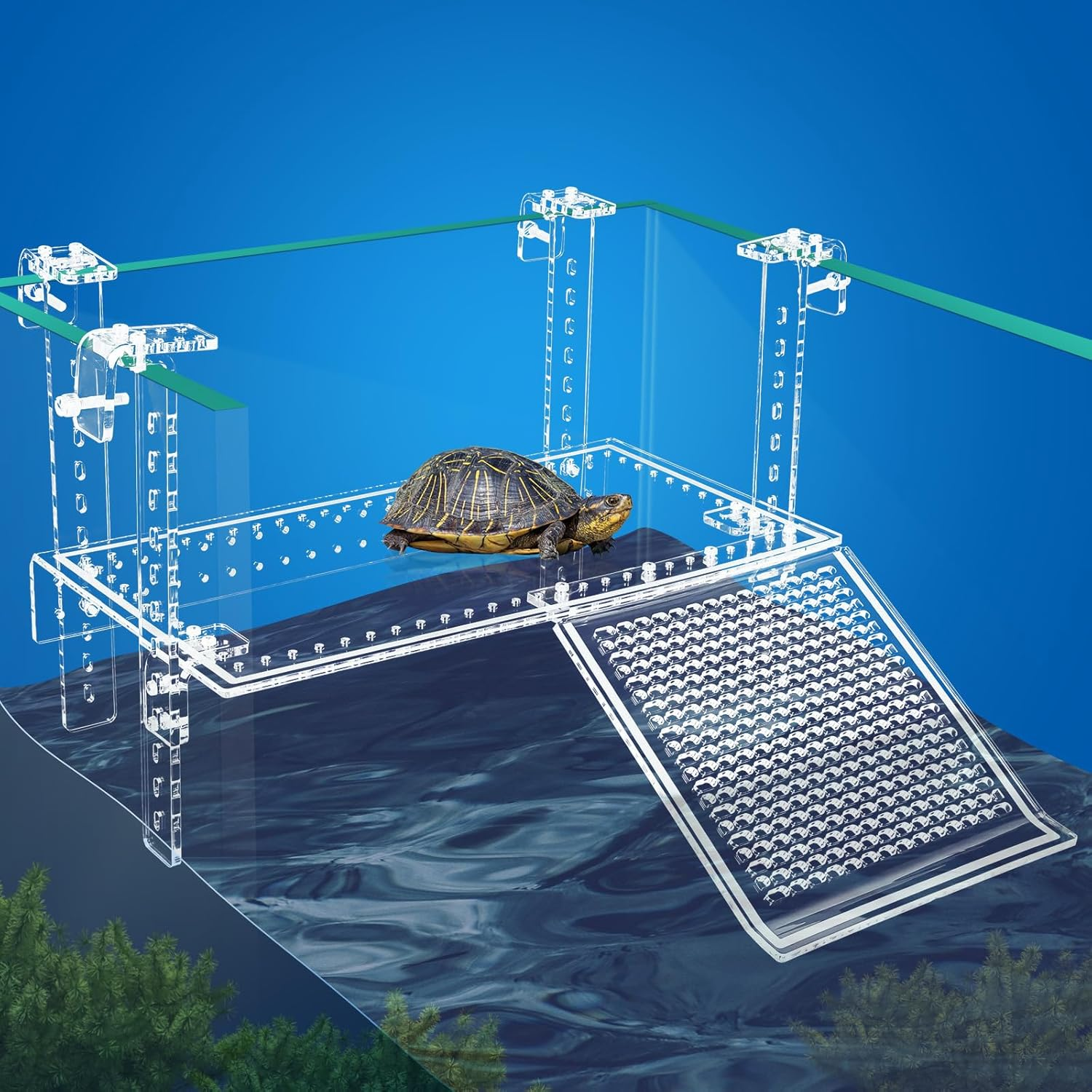 Turtle Docks Large Adjustable Turtle Basking Platform for Aquatic Turtles, Design for Tanks 0.3