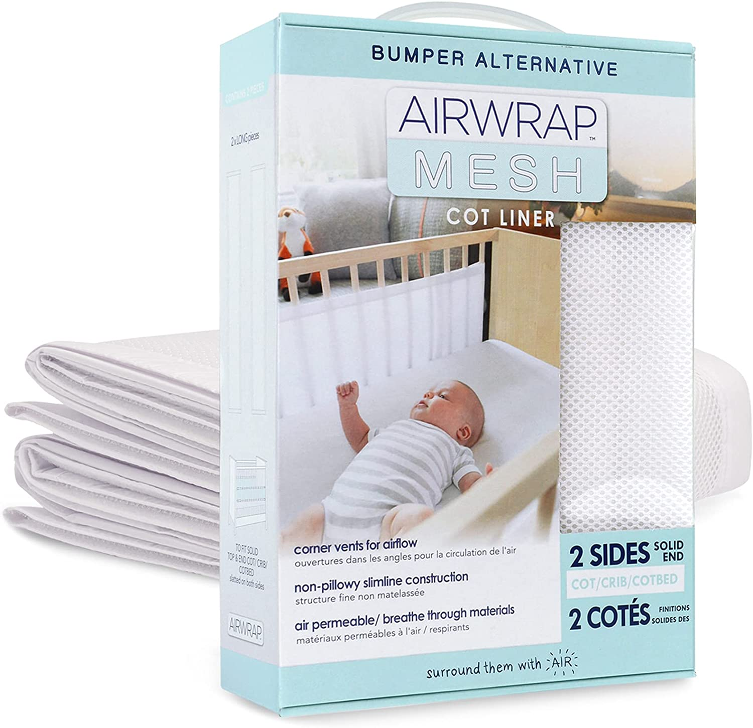 Airwrap 4 Sides Mesh Cot Liner, White - Picture 11 of 13