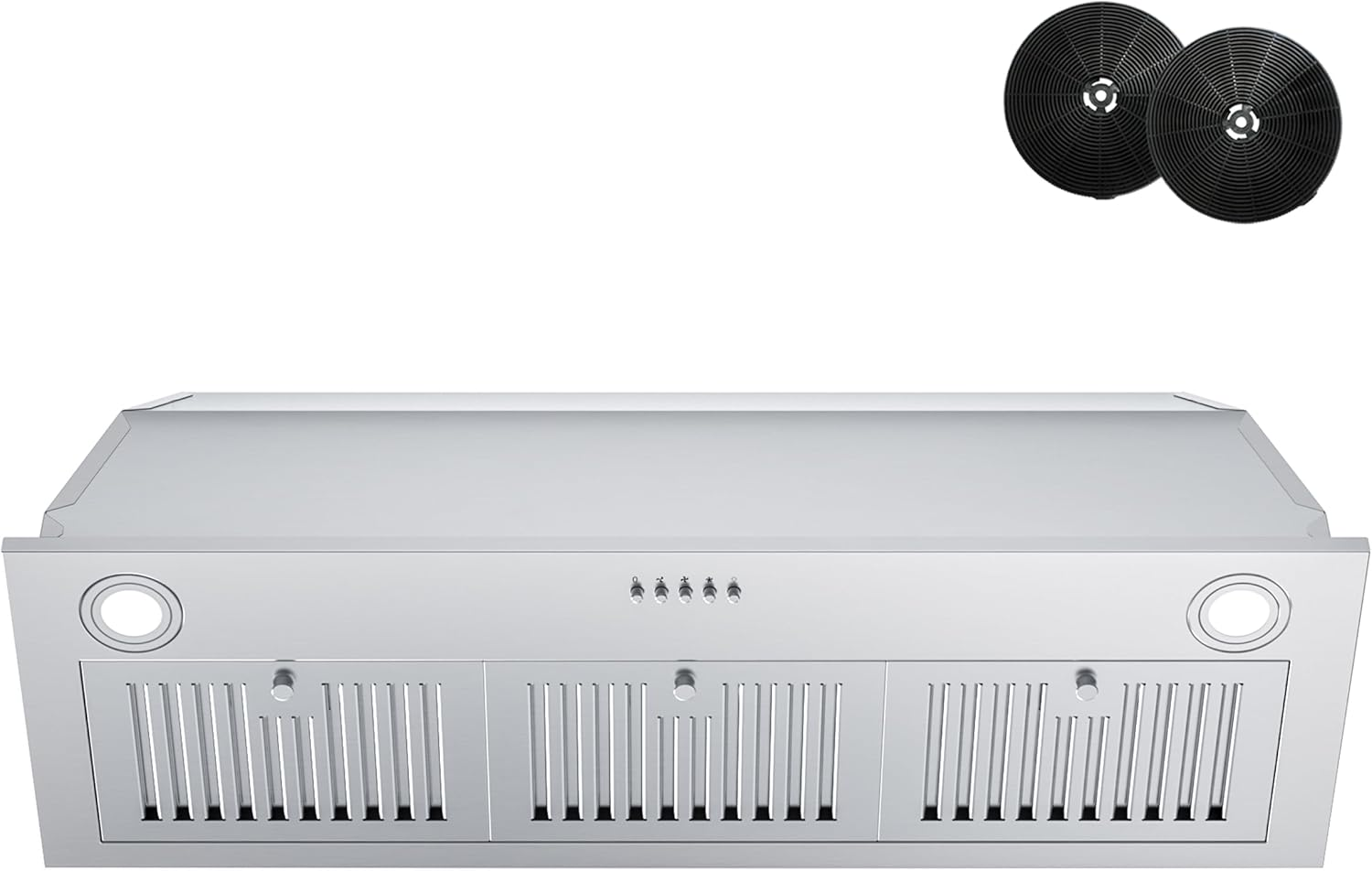 FIREGAS Range Hood Insert 36 Inch, Built-In Kitchen Hood with 600 CFM, Ducted/Ductless Convertible Vent Hood, Stainless Steel Stove Hood Vent with Push Button, Baffle Filters and Charcoal Filters