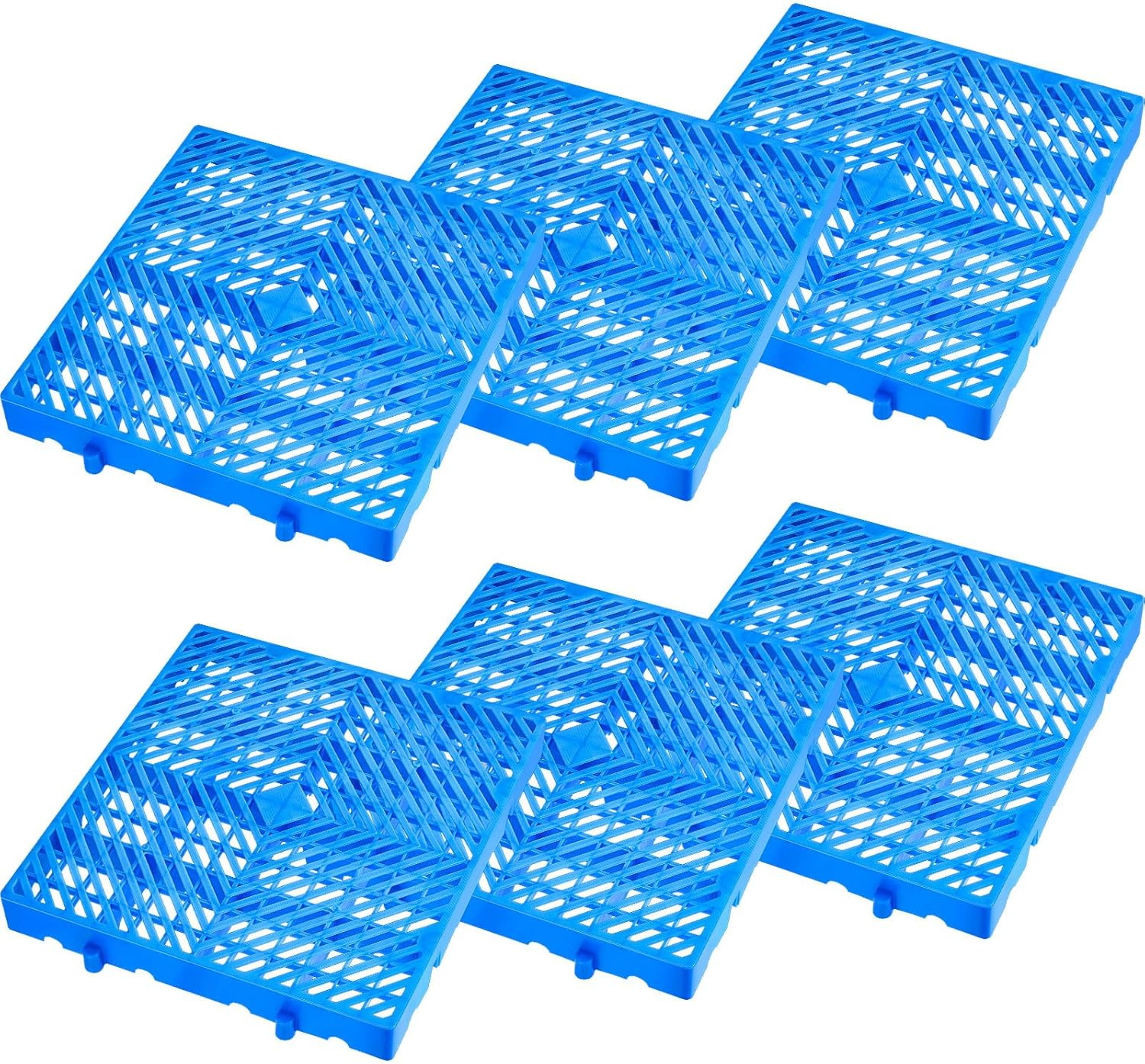 6 Pcs Plastic Pallet for Basement Storage Hdpe Waterproof Grid Ventilation Floor Pallet Lightweight Breathable Grid Pad for Garage Kitchen Supermarket Closet Platform (15.7 X 15.7 X 2 Inch)