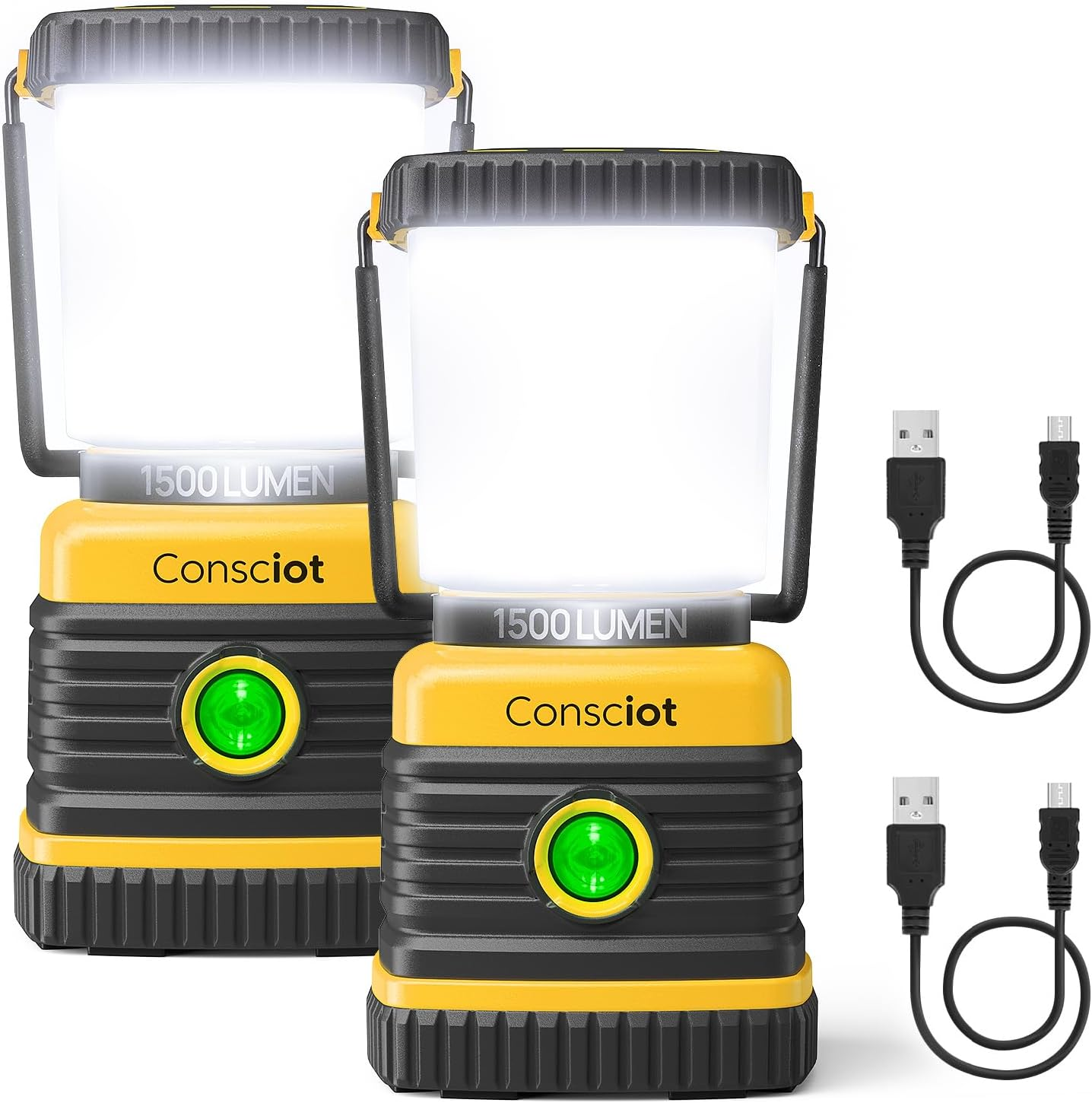 LED Camping Lantern,  C02 USB-C Rechargeable Camping Lights, 1500LM, 5 Light Modes, up to 100H Run Time, IPX4 Waterproof, Dimmable Tent Lights for Power Outages