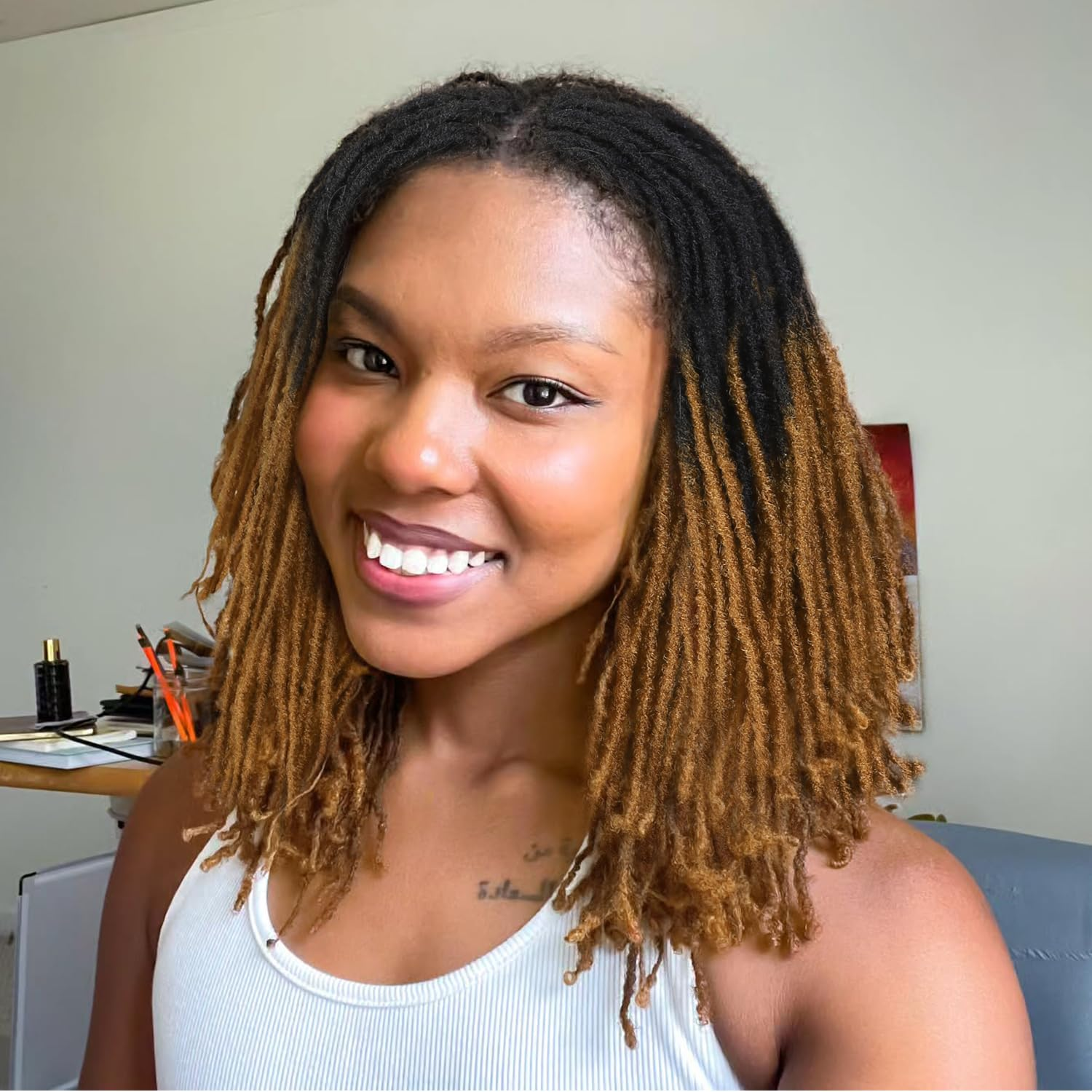 Lday Hanne Micro Dreadlock Full Lace Wigs for Black Women Short Faux Locs Lac...