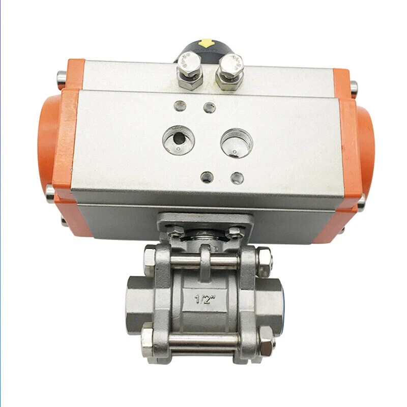 DN15 High Platform Pneumatic Ball Valve Stainless Steel 304 Double Acting Cylinder