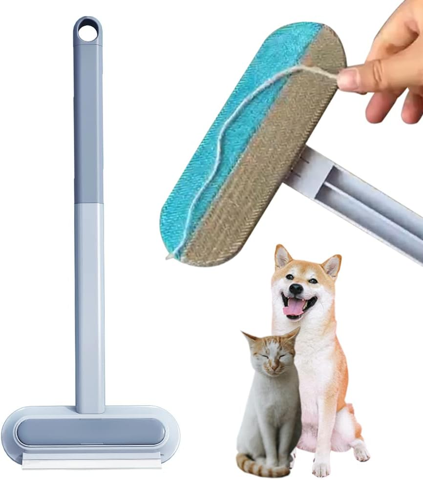 Pet Hair Remover, 4 In1 Cat and Dog Hair Remover for Couch with Extra Long Handle, 17-Inch, Cat Lint Squeegee for Furniture, Carpet, Clothes, Bedding, Tile, Hardwood Floor, Car, Window