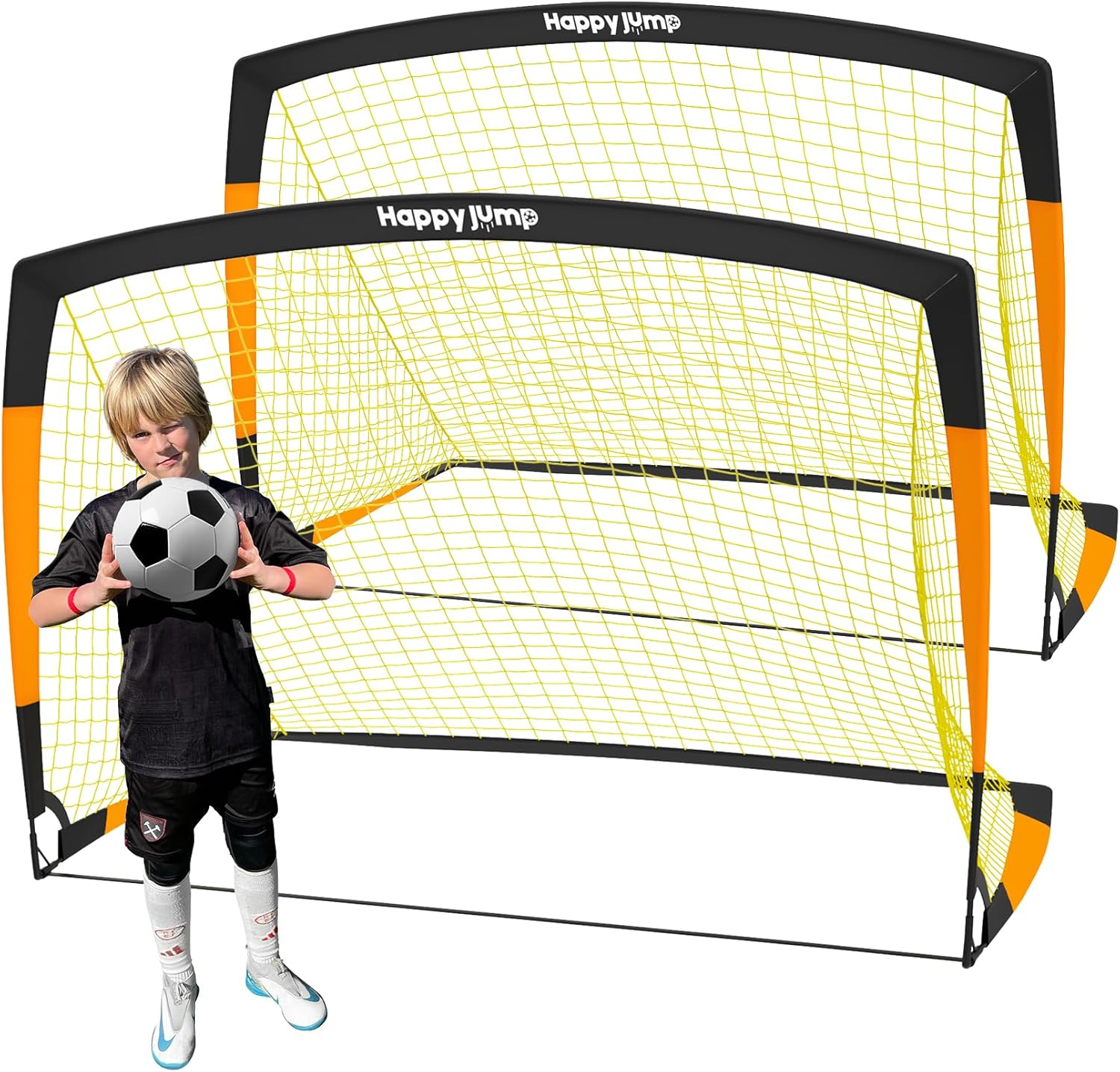 Happy Jump Soccer Goal 7'X5', 6.6‘X3.3', 5'X3.6', 4'X3', 3'X2.2' Soccer Net for Kids Backyard