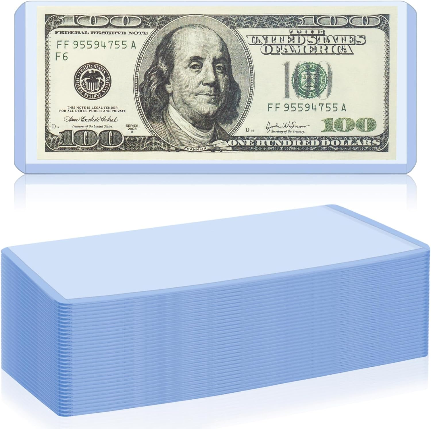 30 Pack Dollar Bill Currency Sleeves Hard Plastic Money Holder Display Case
