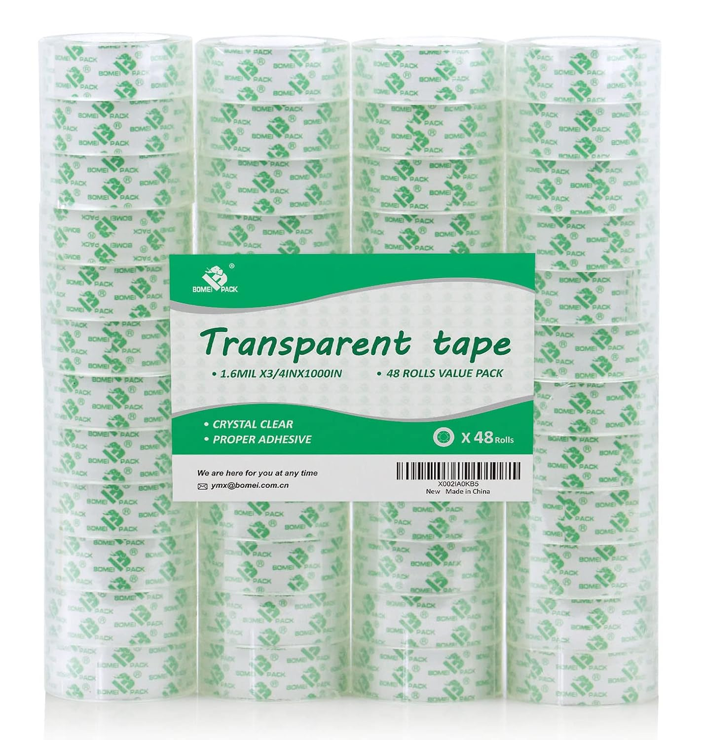MJUNM 16 Pack 3/4 Inch Clear Tape Rolls - Hand Tearable Cellophane Refills For Home, Office & Gift Wrapping
