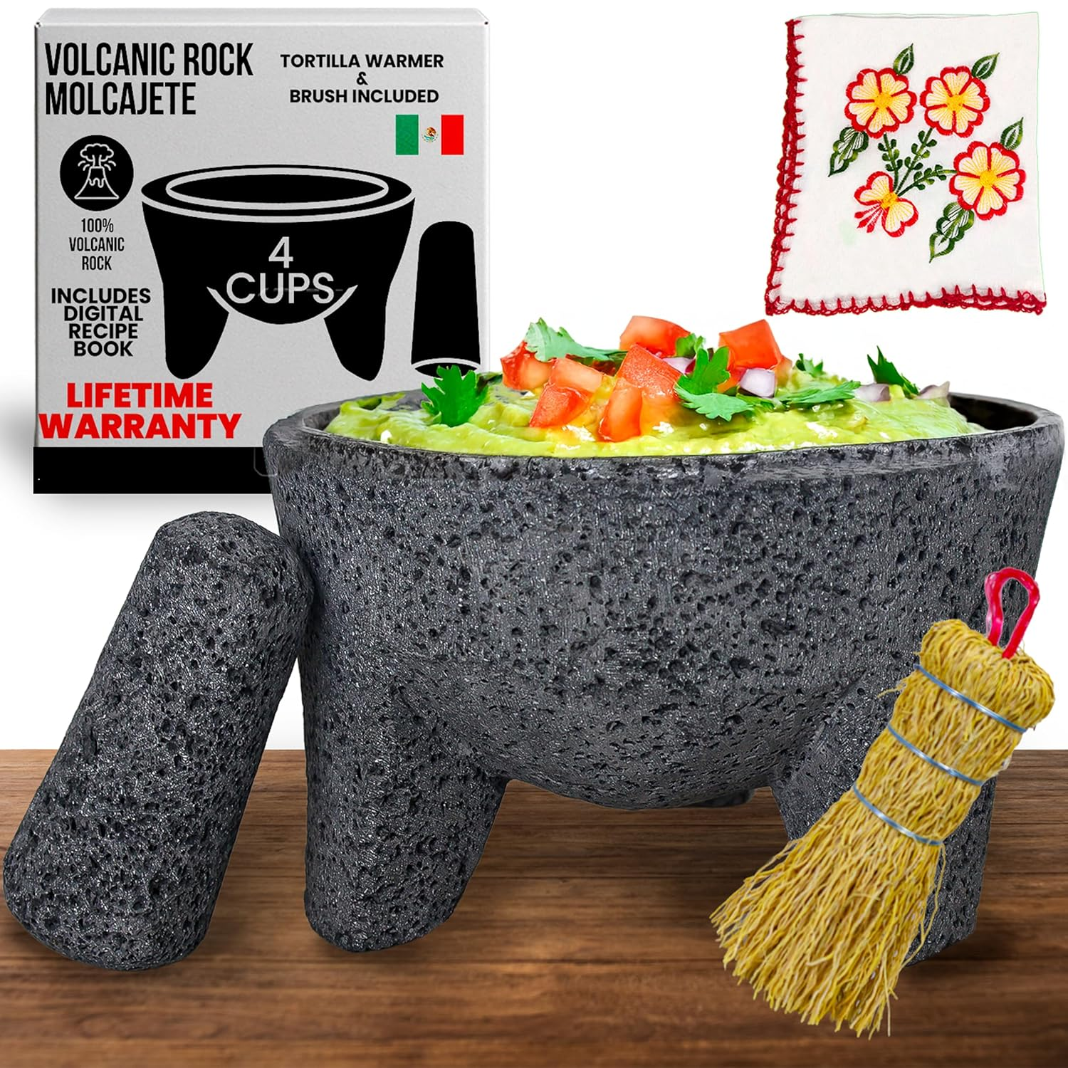 Molcajete Mexicano Piedra Volcanica Hecho Mano Mortero Molcajete Para Guacamole
