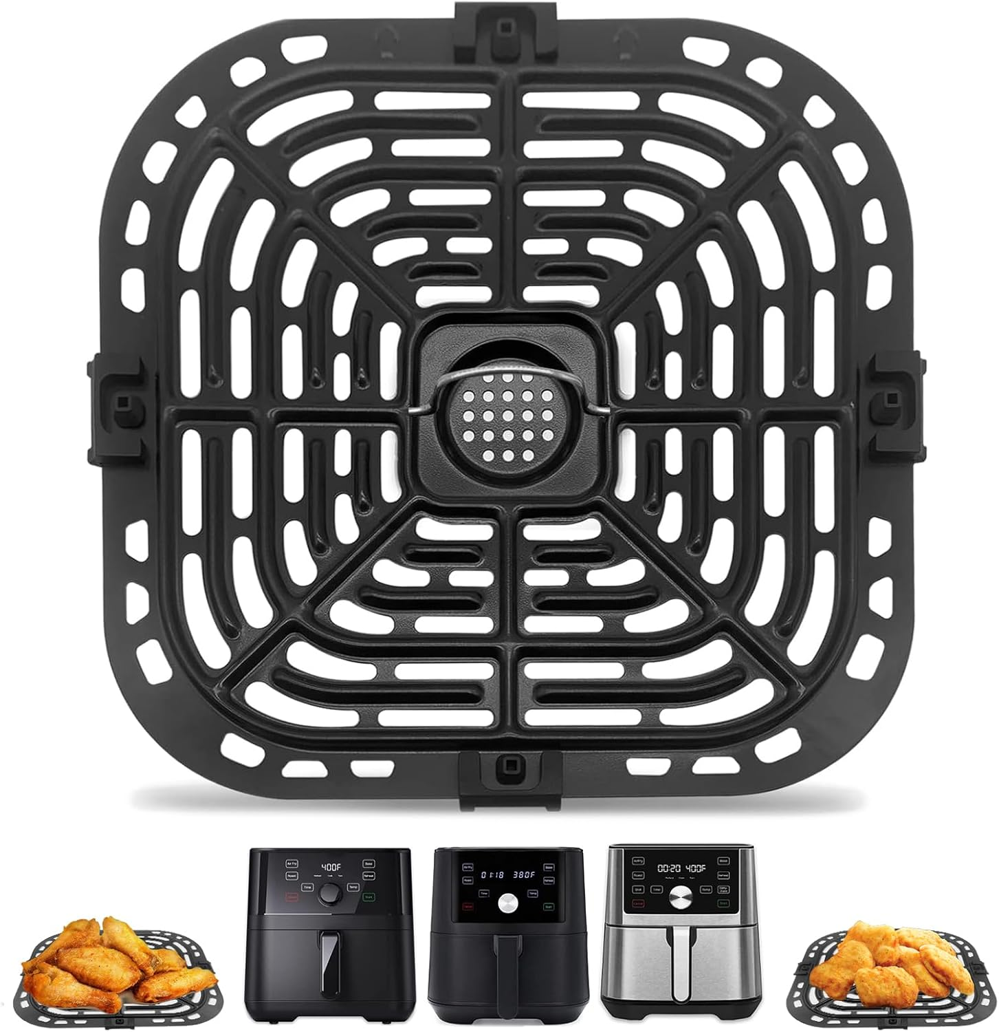Air Fryer Grill Pan for Instant Pot Vortex plus 6 in 1 5.7QT 6 QT Gourmia GAF735 6 QT Air Fryer, Accessories Replacement Tray Rack Parts Grill Plate Crisper Plate, Dishwasher Safe