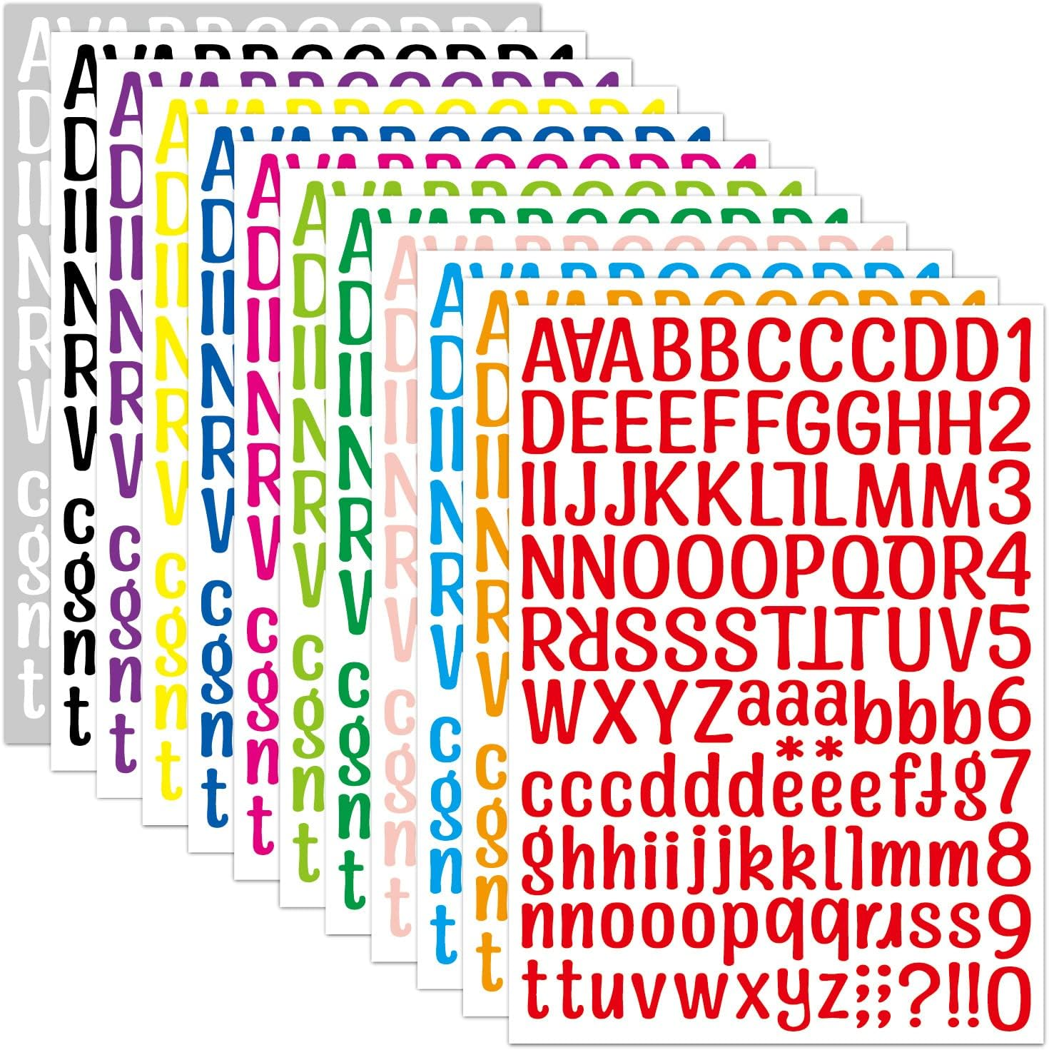 1512 Letter Stickers 12 Sheets Alphabet Stickers Vinyl Self