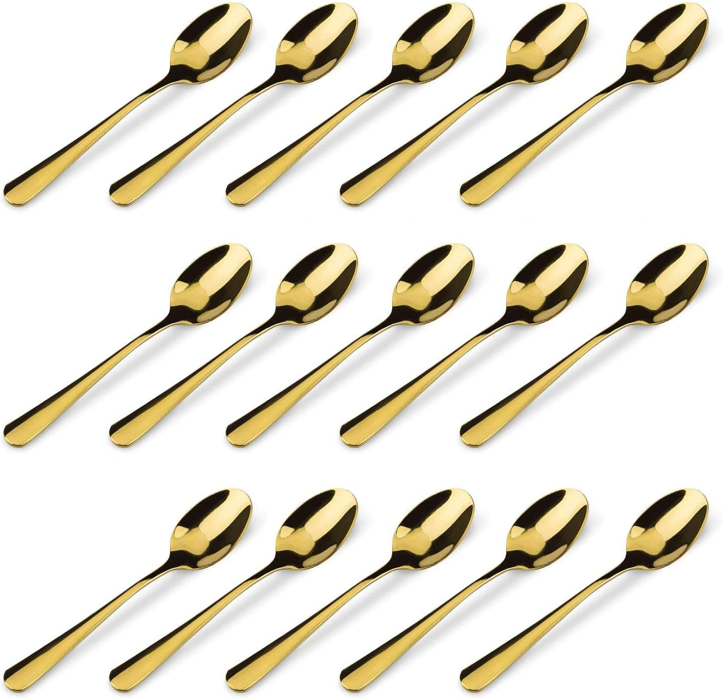 15 Packs Demitasse Espresso Spoons, 4.3 Inch Mini Gold Coffee Spoon, Stainless Steel Small Spoons for Dessert