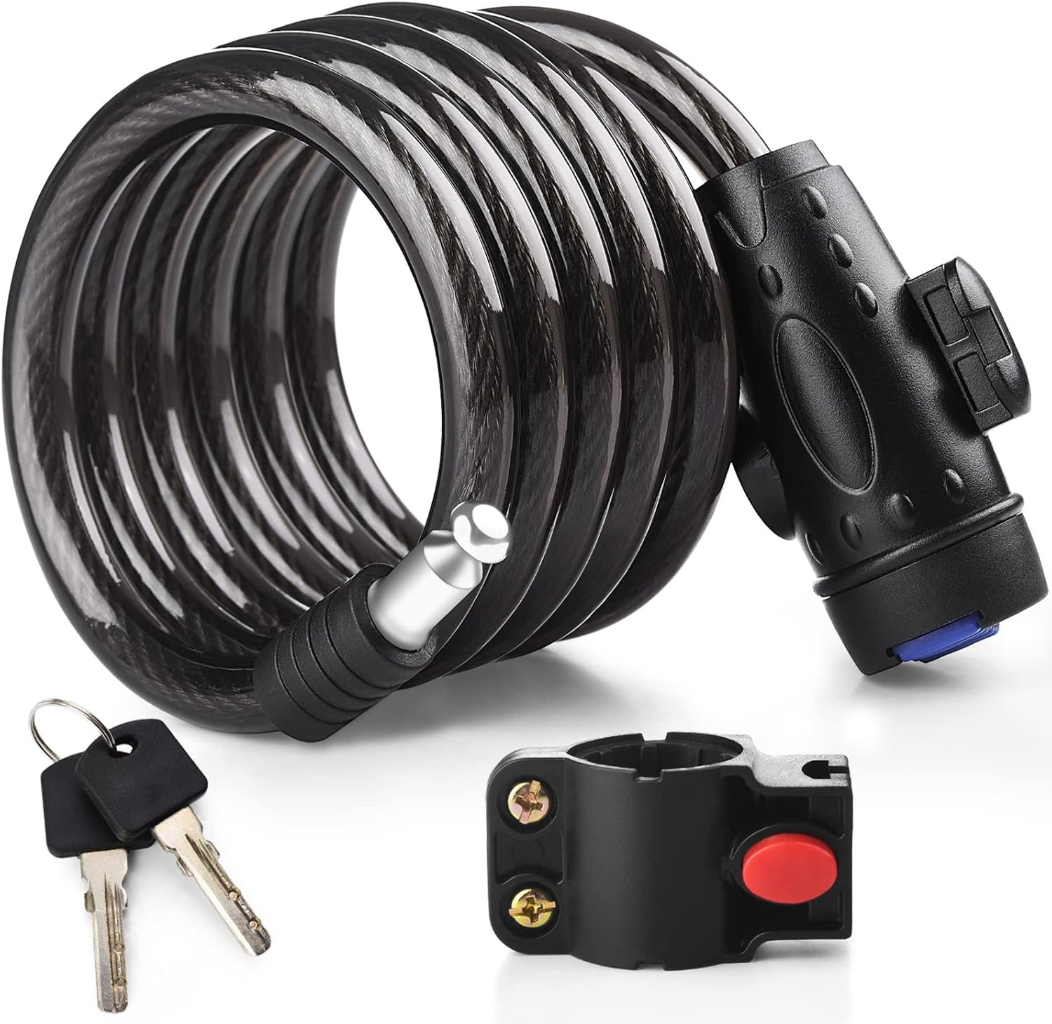 Bike Lock, [6Ft/1.8M] Bike Cable Locks with 2 Keys, 1/2 Inch Thick Weatherproof 