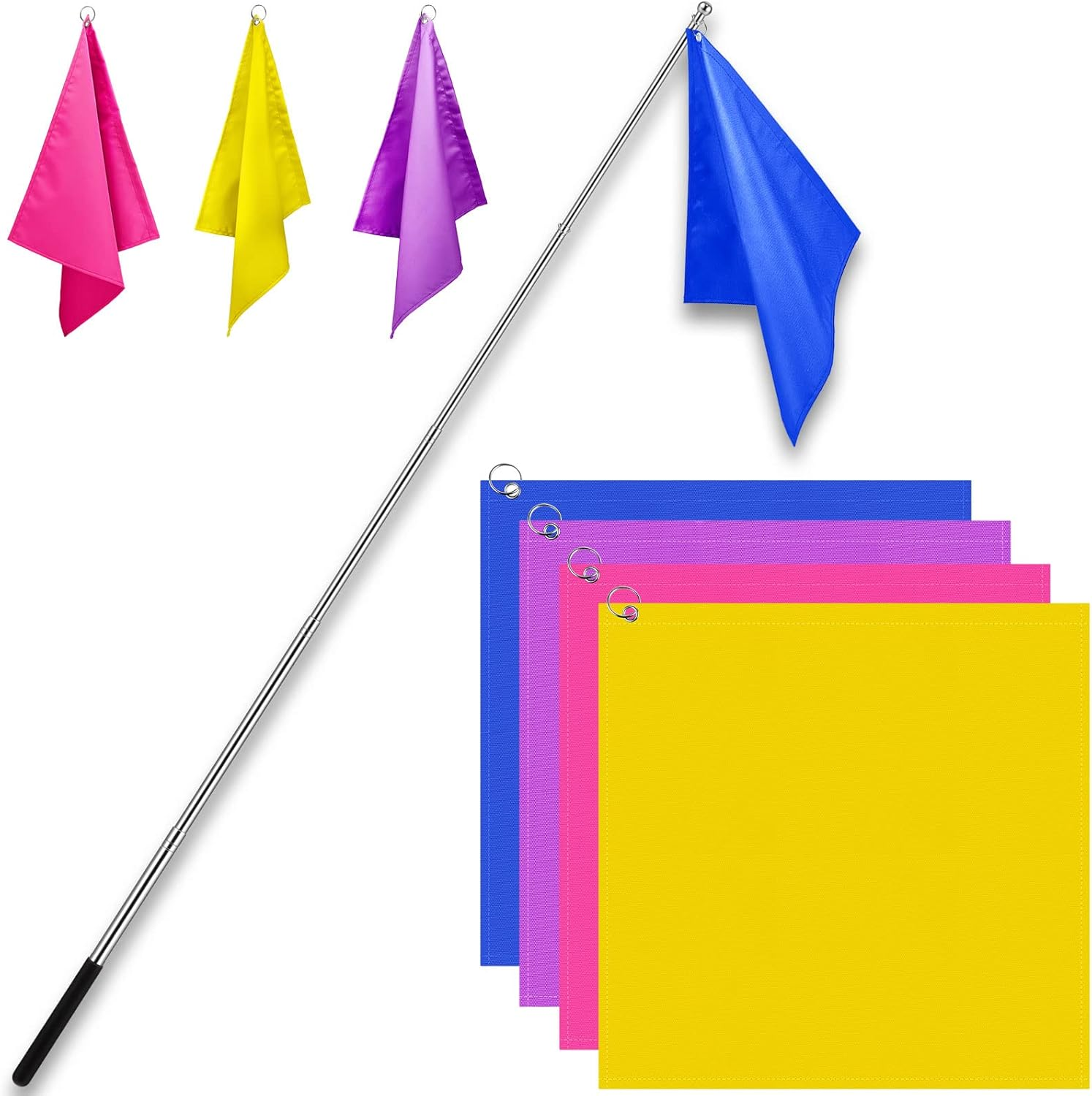 Equestrian Training Flag 4 Pieces Nylon Flag with Flagpole for Horse Riding