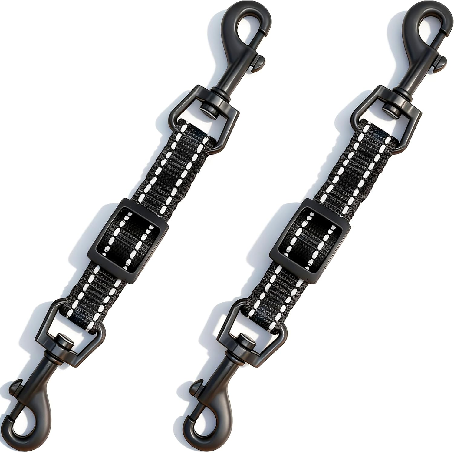 2 Pcs Dog Collar Safety Clips with Double Ended Clasps | Adjustable Collar Backup Clip for Dog Harness & Collars Connectors, Training for Walking, Running, and Hiking, Safety Clip - Black