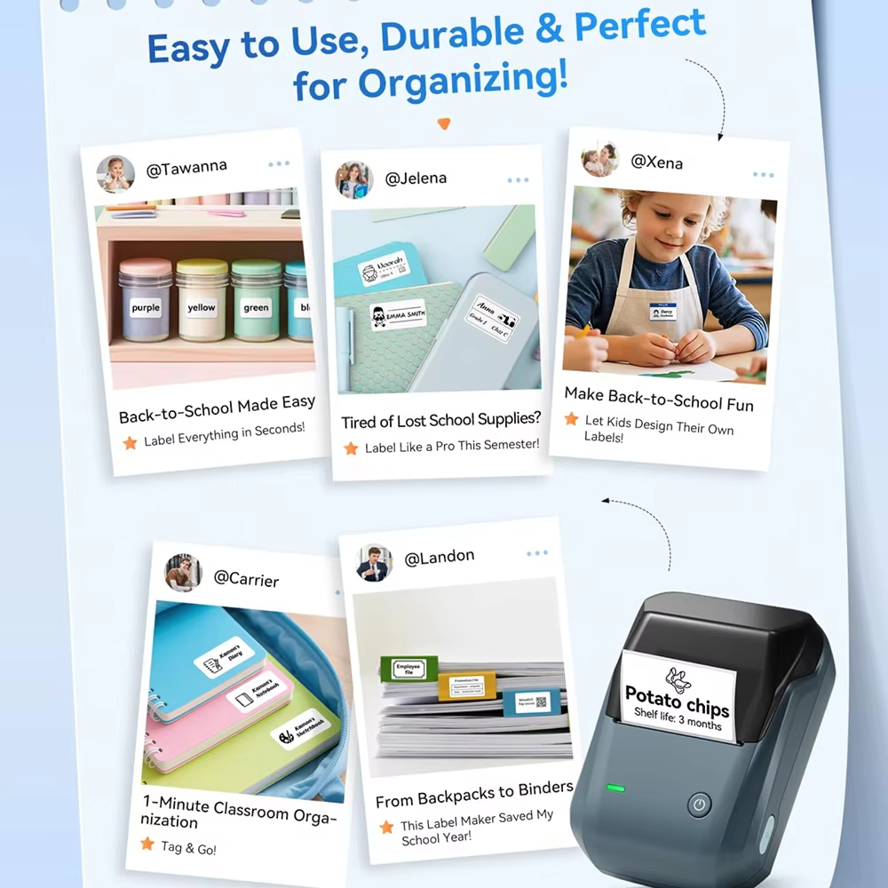 Portable  B1 Wireless Label Maker Adhesive Sticker Printer Labeling Machine DIY 20-50Mm Labels for Office Home