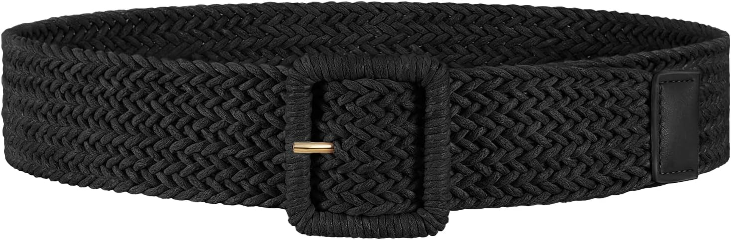 Women'S Wide Straw Woven Boho Belt - Raffia Fit Waist Size 28-32Inch Black