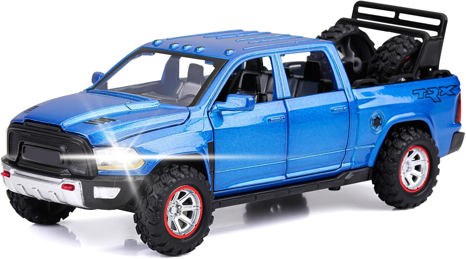 Toy Trucks for Boys Age 3-8 Pickup Truck Toys for 3 4 5 6 7 8 Year Old Kids Diecast Trucks with Light and Sound Metal Toy Cars for Kids Birthday (Blue)