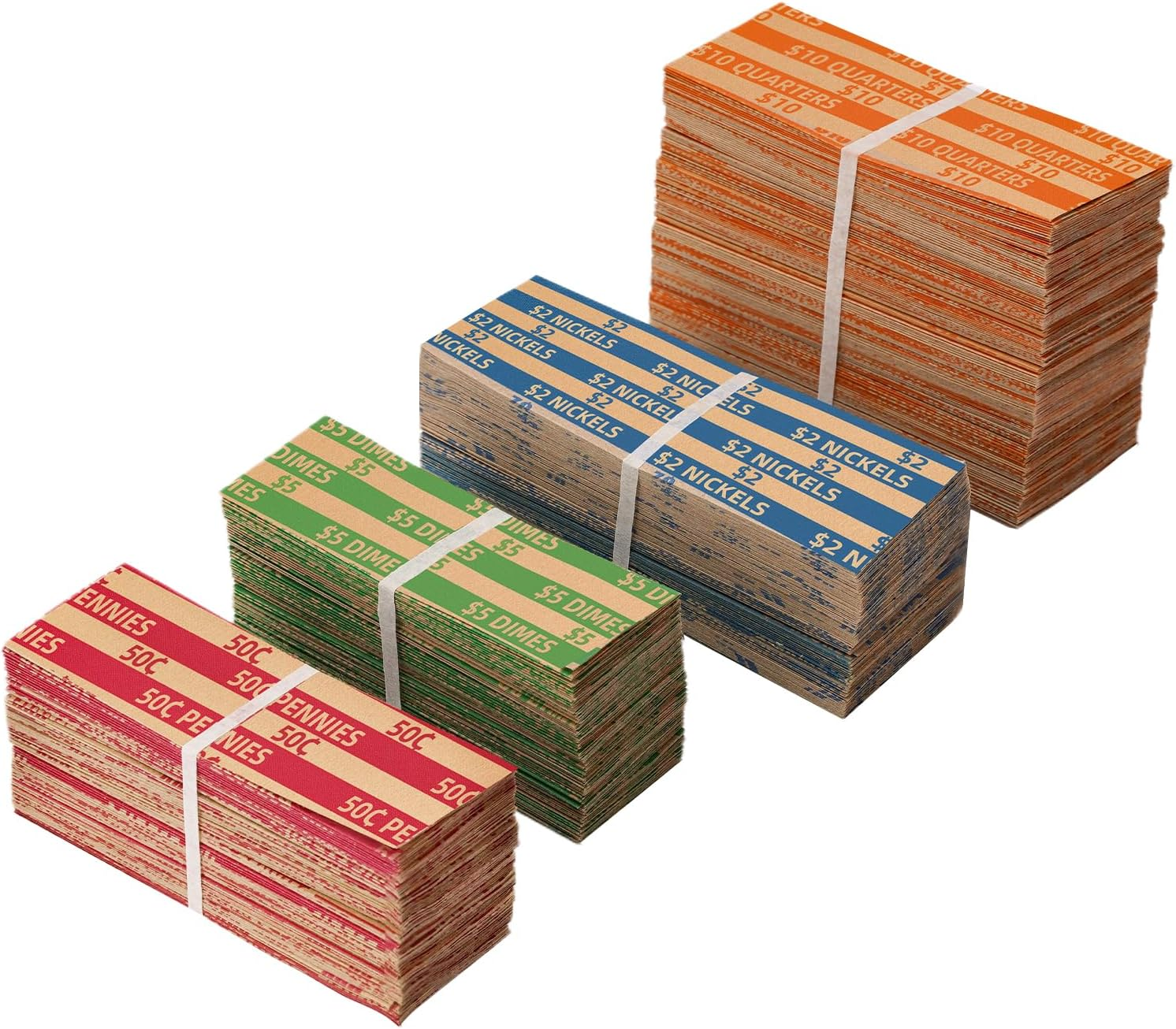 Envoltorios De Monedas Surtidos De 500 Envoltorios De Rollos De Monedas Plano -