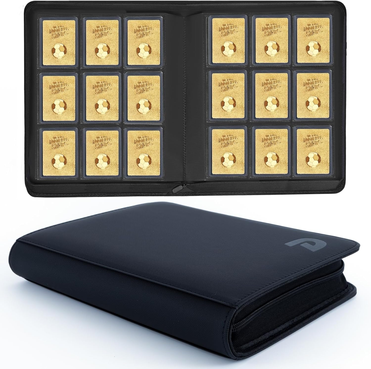 9 Pocket Toploader Binder, Top Loader Binder Holds 324 Cards, Binder for Top Loader Cards, Trading Card Binder 18 Double Sided Pages (Black)