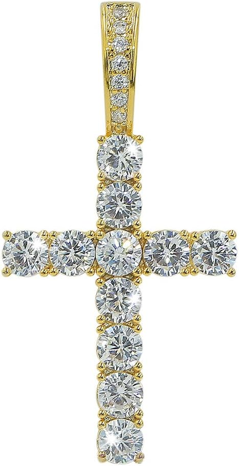Cross Chain for Men Gold Cross Necklace 14K Gold Plated Large Nail Cross Chain Iced Out CZ Pendant Hip Hop Jewelry for Women with Stainless Rope Chain