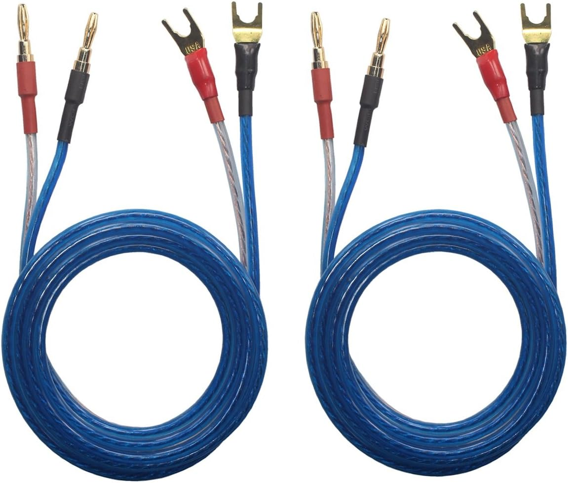 KK YB-ZB 1Pair Set(4 Spade Plug & 4 Banana Plug) Hifi OFC Speaker Wire, Spade Plug to Pin Type Plug 1.5M(4.92Ft)/3M(9.84Ft)/5M(16Ft), KK YB-ZB (3M(9.84Ft))