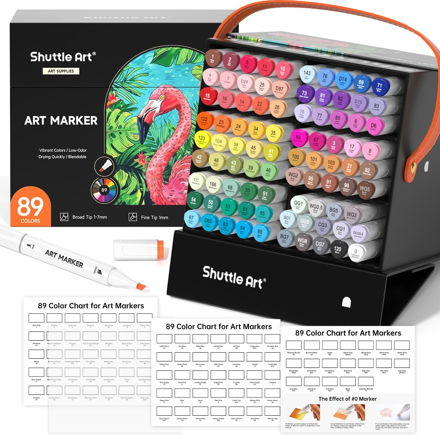 Shuttle Art Marker Mit 88 Farben, 88 Farben plus 1 Permanentmarker Mit Alkohol-Permanentmarker Mit Doppelspitze, Perfekt Für Illustrationen, Ausmalen, Zeichnen Und Karten