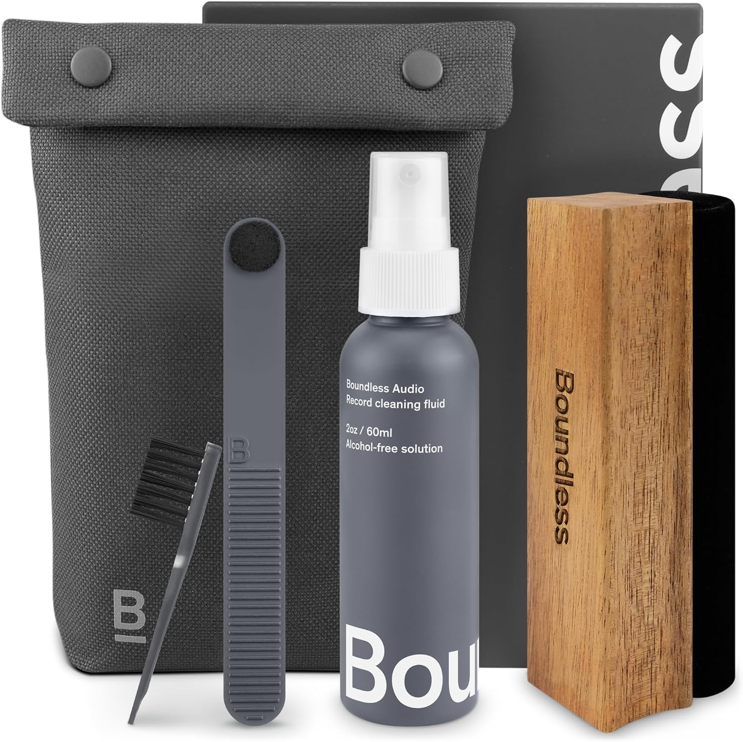 Vinyl Record Cleaning Kit - 5-In-1 Brushes, Solution & Bag