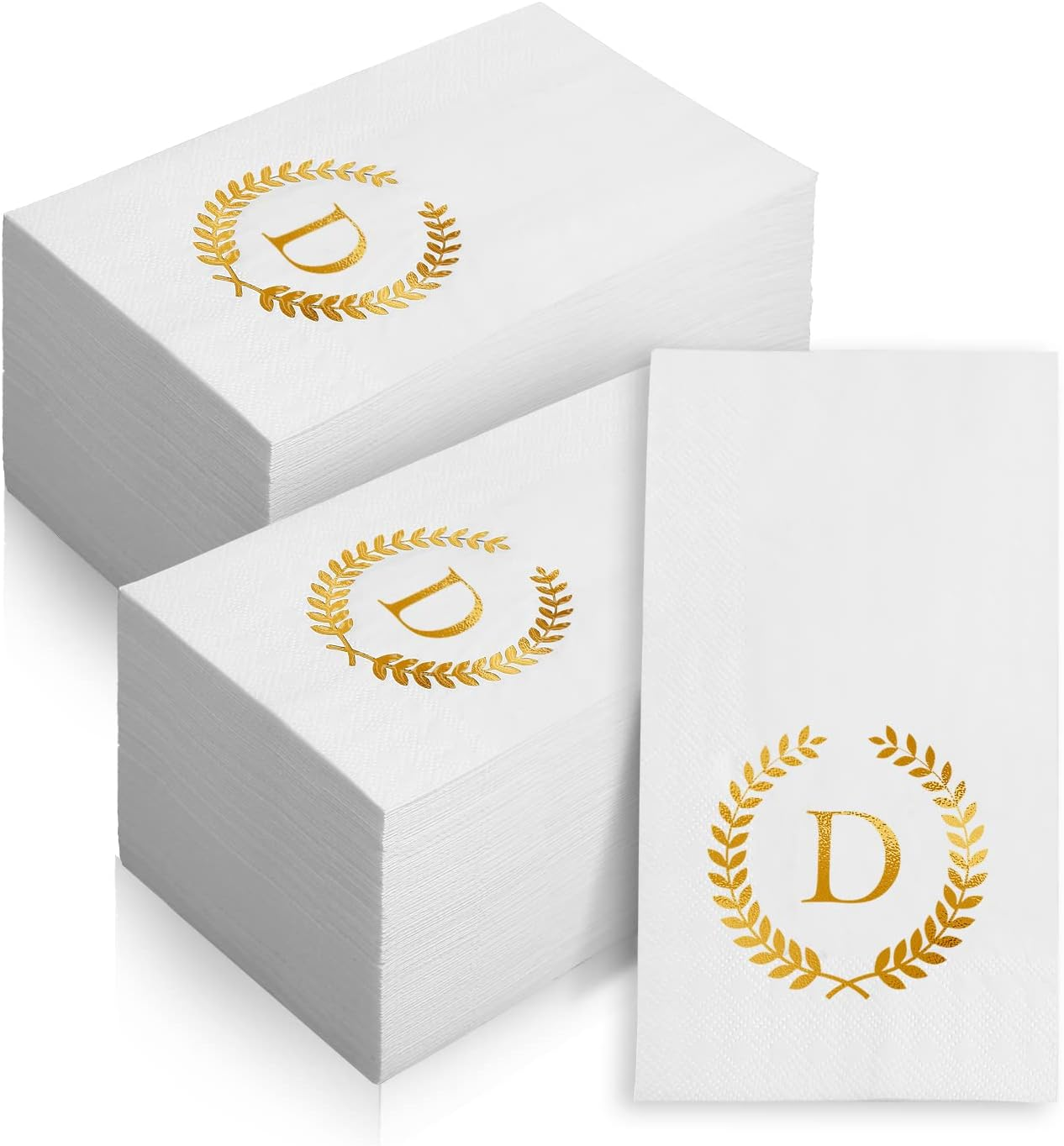 200 Pack Monogrammed Disposable Napkins Gold Foil Letter D Guest Napkins Initial Disposable Hand Paper Towels for Wedding Engagement Baby Shower Party Home Kitchen Bathroom Dinner Decorative Towels